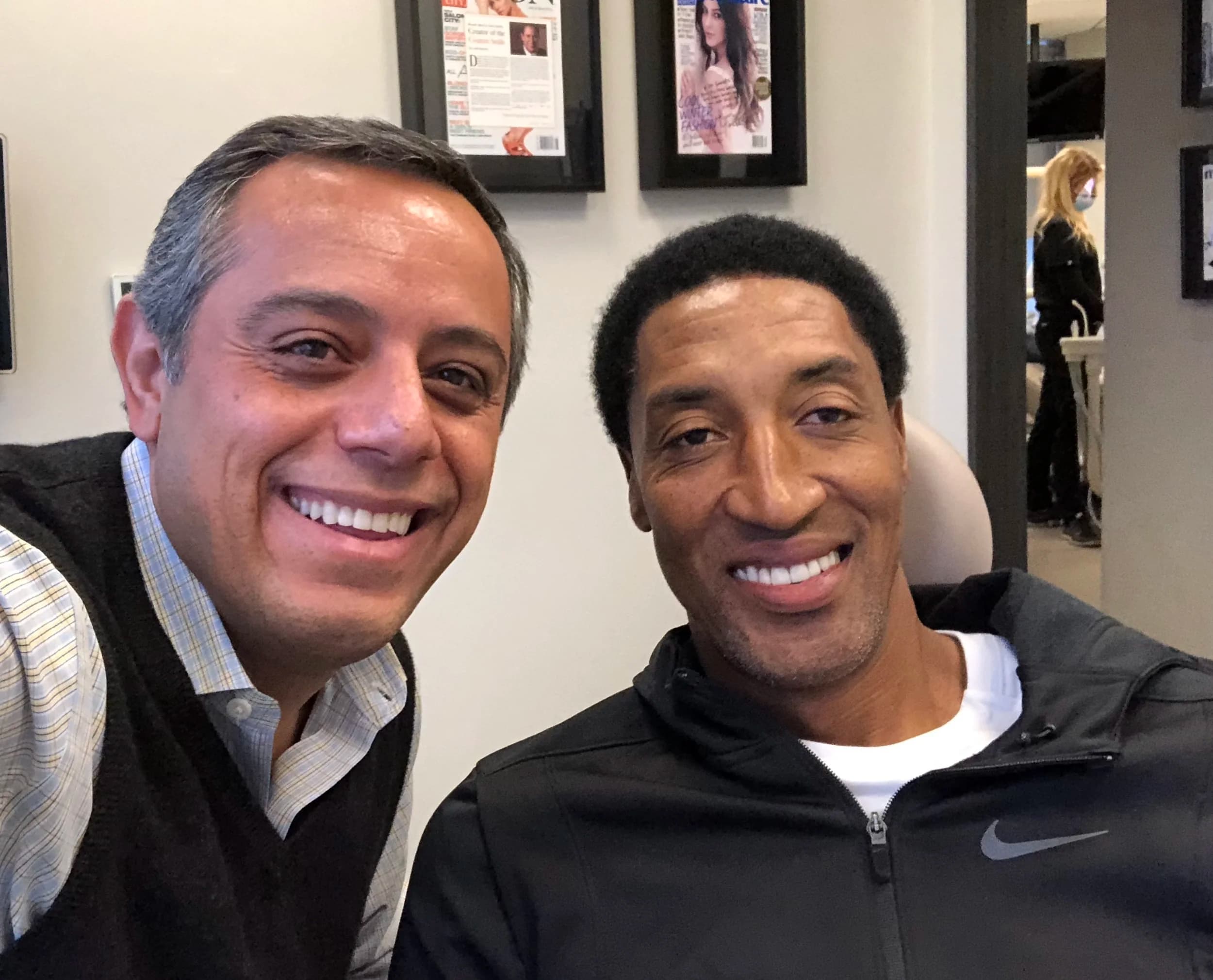 Dr. Baradaran with a patient at his Beverly Hills practice